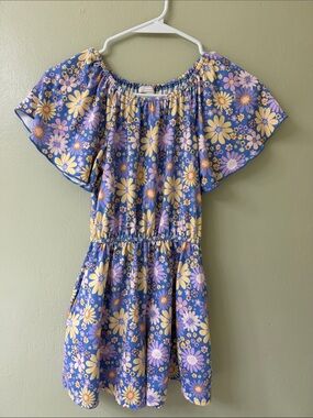 Girls' Purple Floral Off-Shoulder Jumper